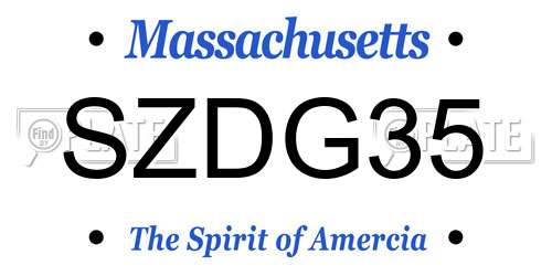 SZDG35 Massachusetts License Plate