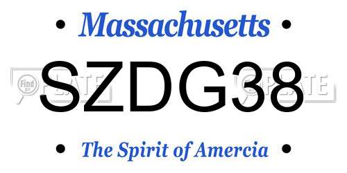 SZDG38 Massachusetts License Plate