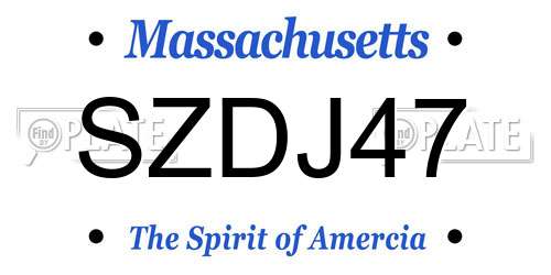 SZDJ47 Massachusetts License Plate