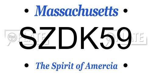 SZDK59 Massachusetts License Plate
