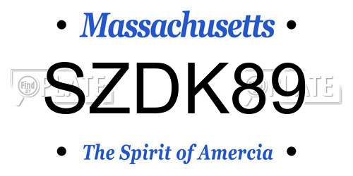SZDK89 Massachusetts License Plate