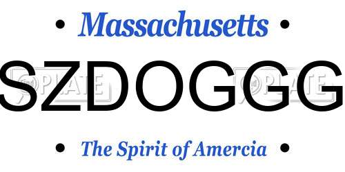 SZDOGGG Massachusetts License Plate