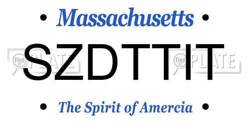 SZDTTIT Massachusetts License Plate