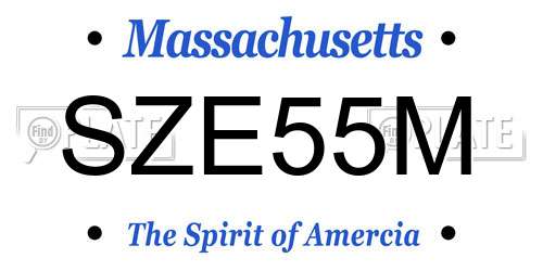 SZE55M Massachusetts License Plate
