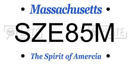 SZE85M Massachusetts License Plate
