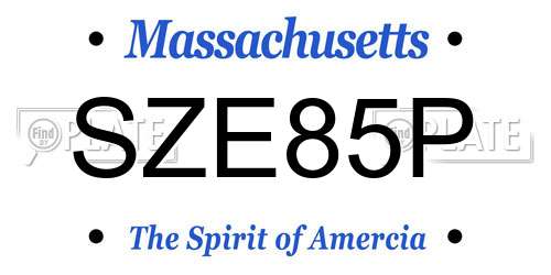 SZE85P Massachusetts License Plate