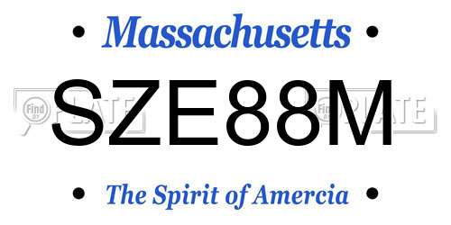 SZE88M Massachusetts License Plate