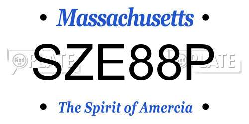 SZE88P Massachusetts License Plate