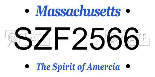 SZF2566 Massachusetts License Plate