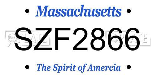 SZF2866 Massachusetts License Plate