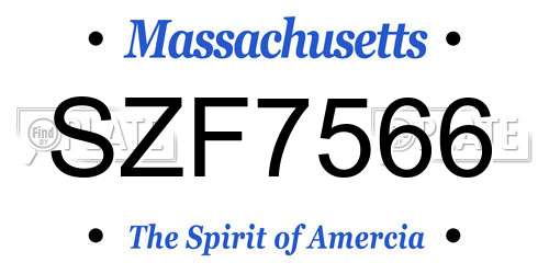 SZF7566 Massachusetts License Plate