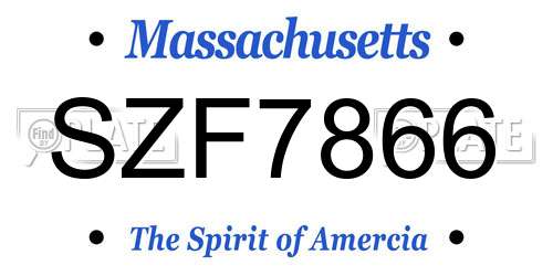 SZF7866 Massachusetts License Plate