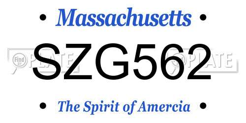 SZG562 Massachusetts License Plate