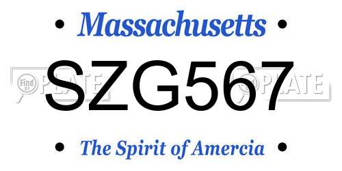 SZG567 Massachusetts License Plate