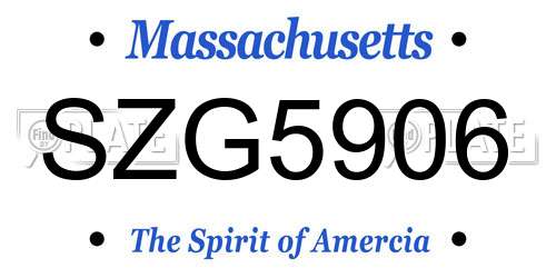 SZG5906 Massachusetts License Plate
