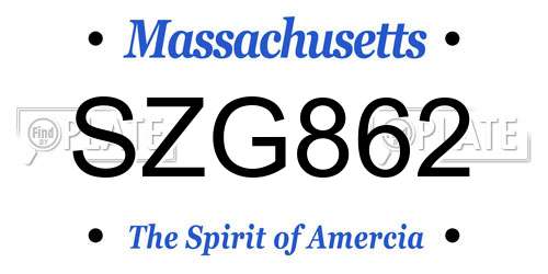 SZG862 Massachusetts License Plate