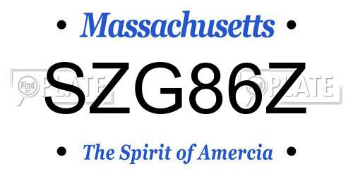 SZG86Z Massachusetts License Plate
