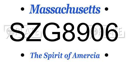 SZG8906 Massachusetts License Plate