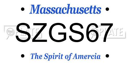 SZGS67 Massachusetts License Plate