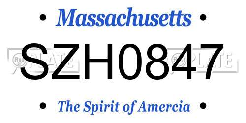 SZH0847 Massachusetts License Plate