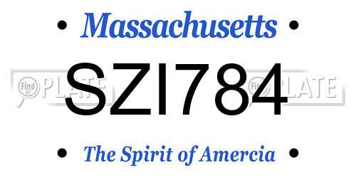 SZI784 Massachusetts License Plate