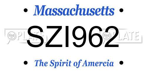SZI962 Massachusetts License Plate