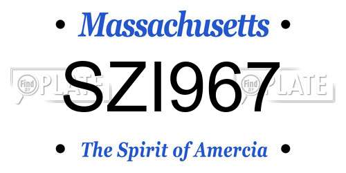 SZI967 Massachusetts License Plate