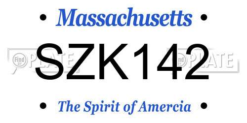 SZK142 Massachusetts License Plate