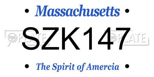 SZK147 Massachusetts License Plate