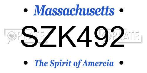 SZK492 Massachusetts License Plate