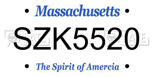 SZK5520 Massachusetts License Plate