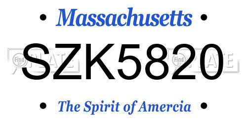 SZK5820 Massachusetts License Plate