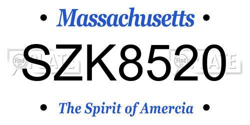 SZK8520 Massachusetts License Plate