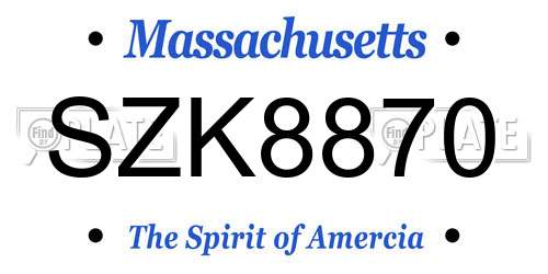 SZK8870 Massachusetts License Plate