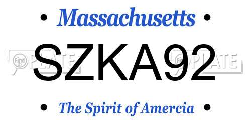 SZKA92 Massachusetts License Plate