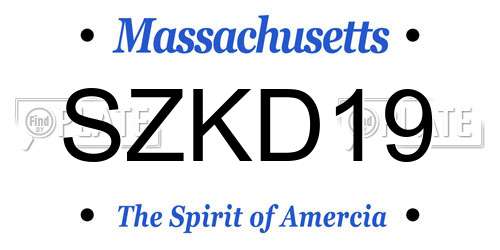 SZKD19 Massachusetts License Plate