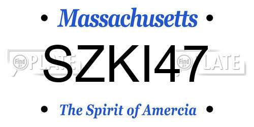 SZKI47 Massachusetts License Plate