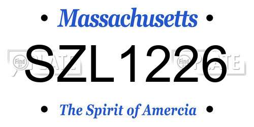 SZL1226 Massachusetts License Plate