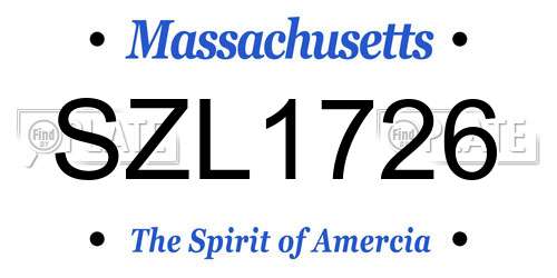 SZL1726 Massachusetts License Plate