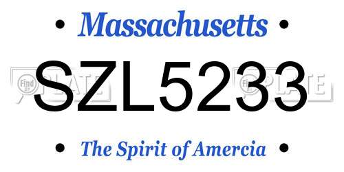 SZL5233 Massachusetts License Plate