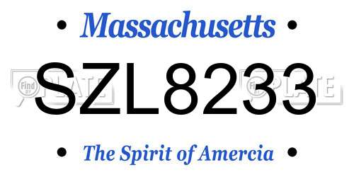 SZL8233 Massachusetts License Plate