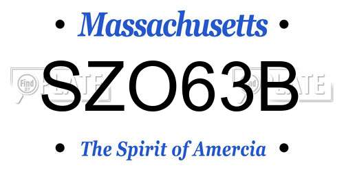 SZO63B Massachusetts License Plate