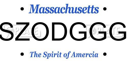 SZODGGG Massachusetts License Plate