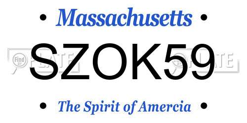 SZOK59 Massachusetts License Plate