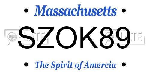 SZOK89 Massachusetts License Plate