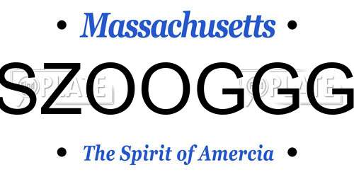 SZOOGGG Massachusetts License Plate