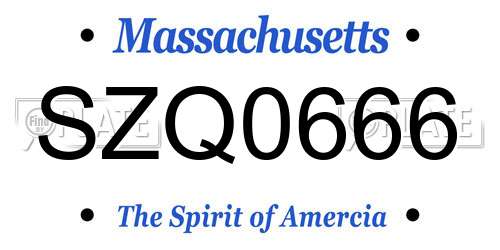 SZQ0666 Massachusetts License Plate