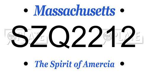 SZQ2212 Massachusetts License Plate