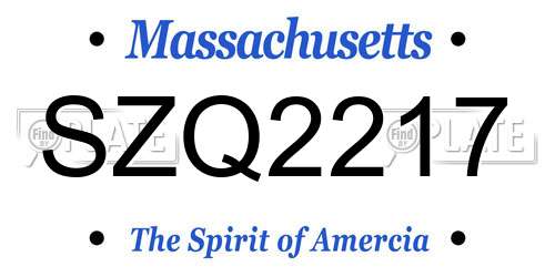 SZQ2217 Massachusetts License Plate
