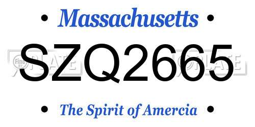 SZQ2665 Massachusetts License Plate